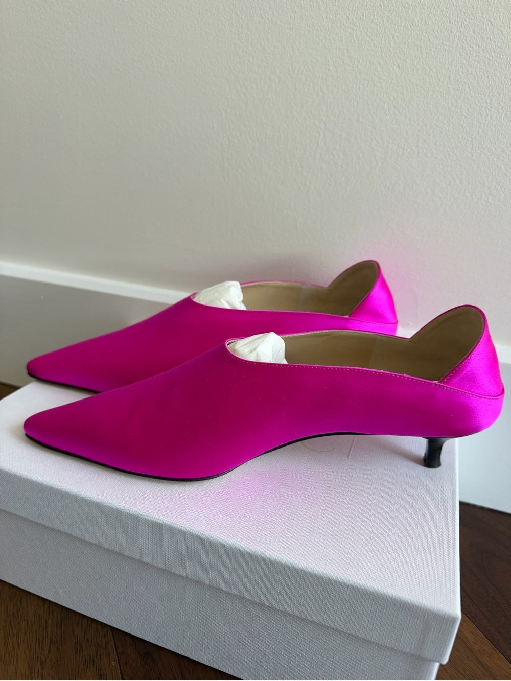 Kiki Price Fuchsia Satin Pointed-Toe Kitten Heels - Size 9 New