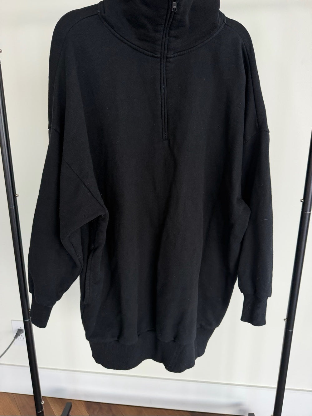 TKEES Black Oversized Half Zip Sweater Dress Size 0/1 S/M