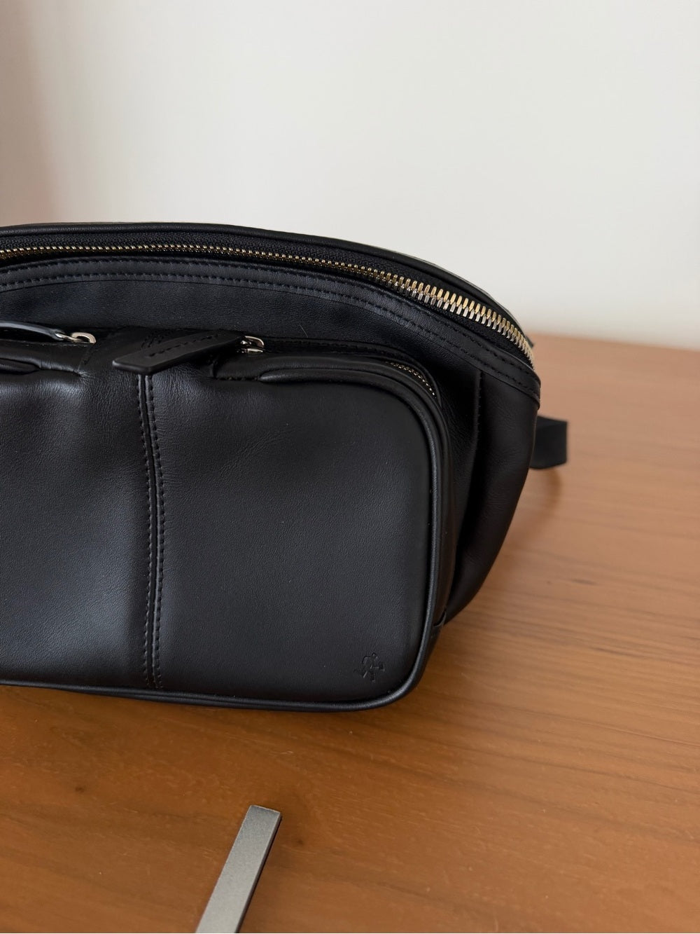 WANT Les Essentiels Testa Black Leather Waist Pack Crossbody Sling Bag