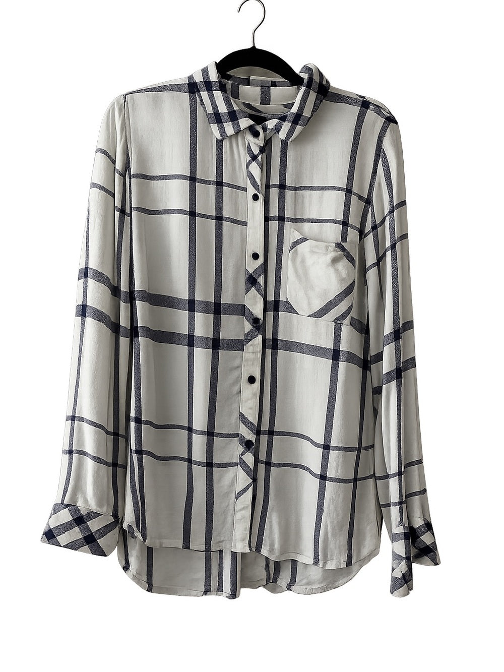 Rails Hunter White Navy Plaid Rayon Flannel Shirt S