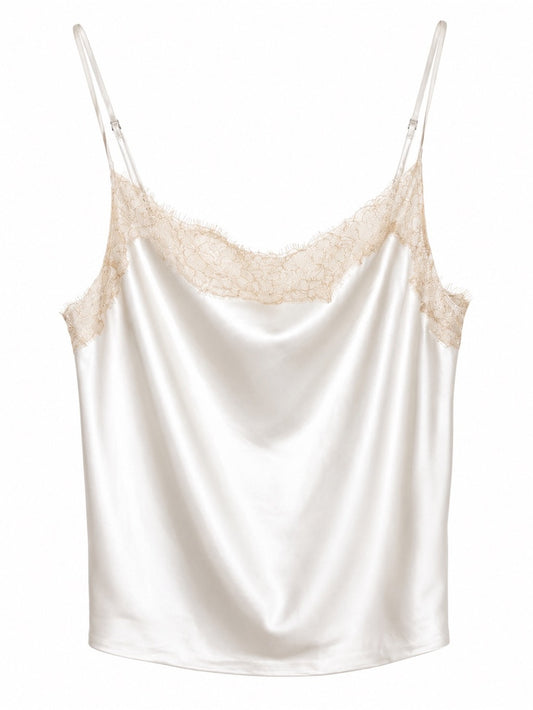 Victoria's Secret Ivory Satin & Lace Cami Tank Top Size M