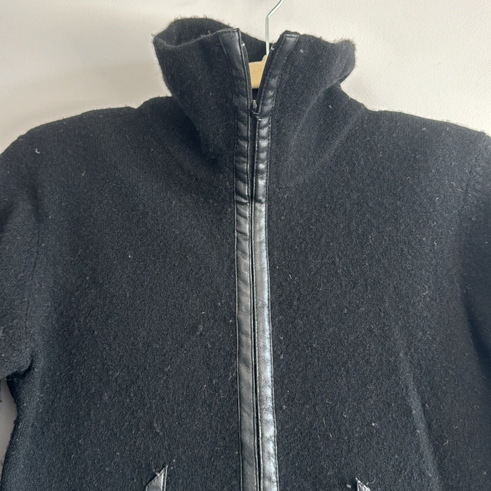 Armani Jeans Wool Cashmere Mix Black Leather sweater Knit size S 90s vintage