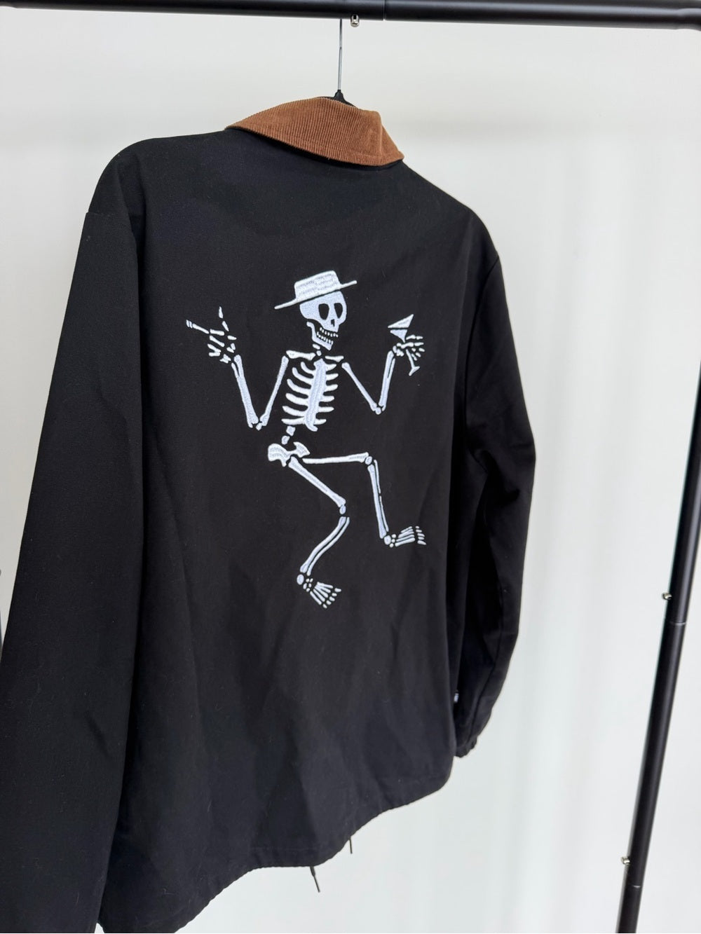 Social Distortion x Loser Machine Black Skeleton Corduroy Collar Jacket Size M