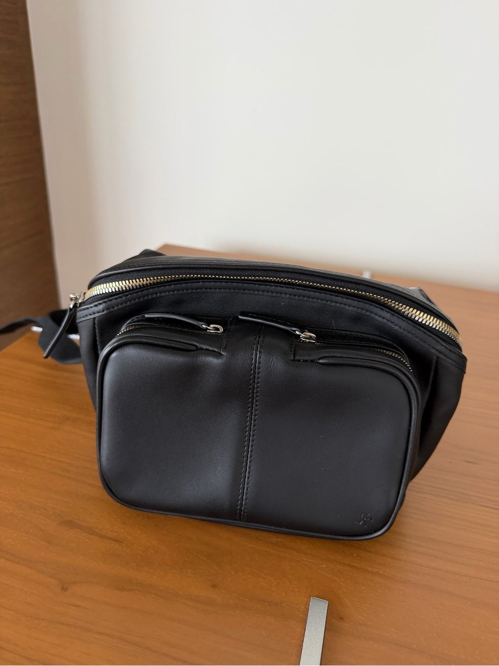 WANT Les Essentiels Testa Black Leather Waist Pack Crossbody Sling Bag