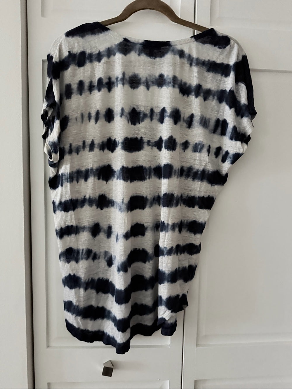 Joie Navy Blue Tie Dye 100% Linen Oversized T-Shirt S