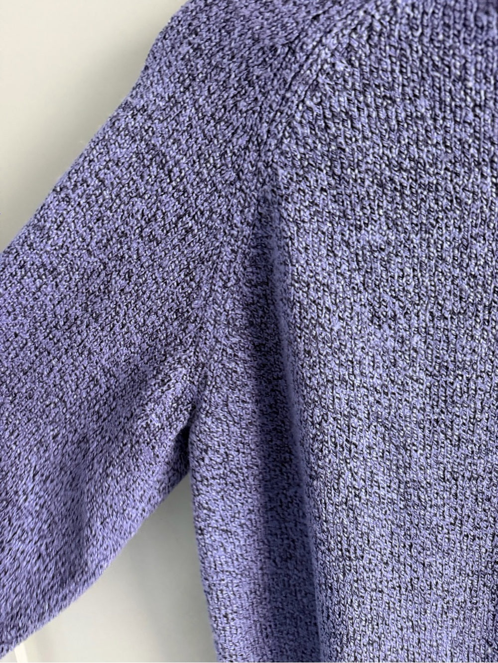 Karen Scott Lavender-Blue Cable Knit Mock Neck Sweater with Pearl Buttons Size M
