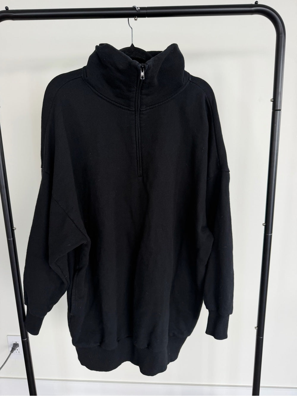 TKEES Black Oversized Half Zip Sweater Dress Size 0/1 S/M