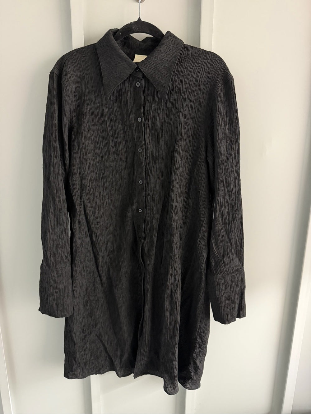 H&M Black Crinkled Midi Dress / Beach Cover-Up Size S