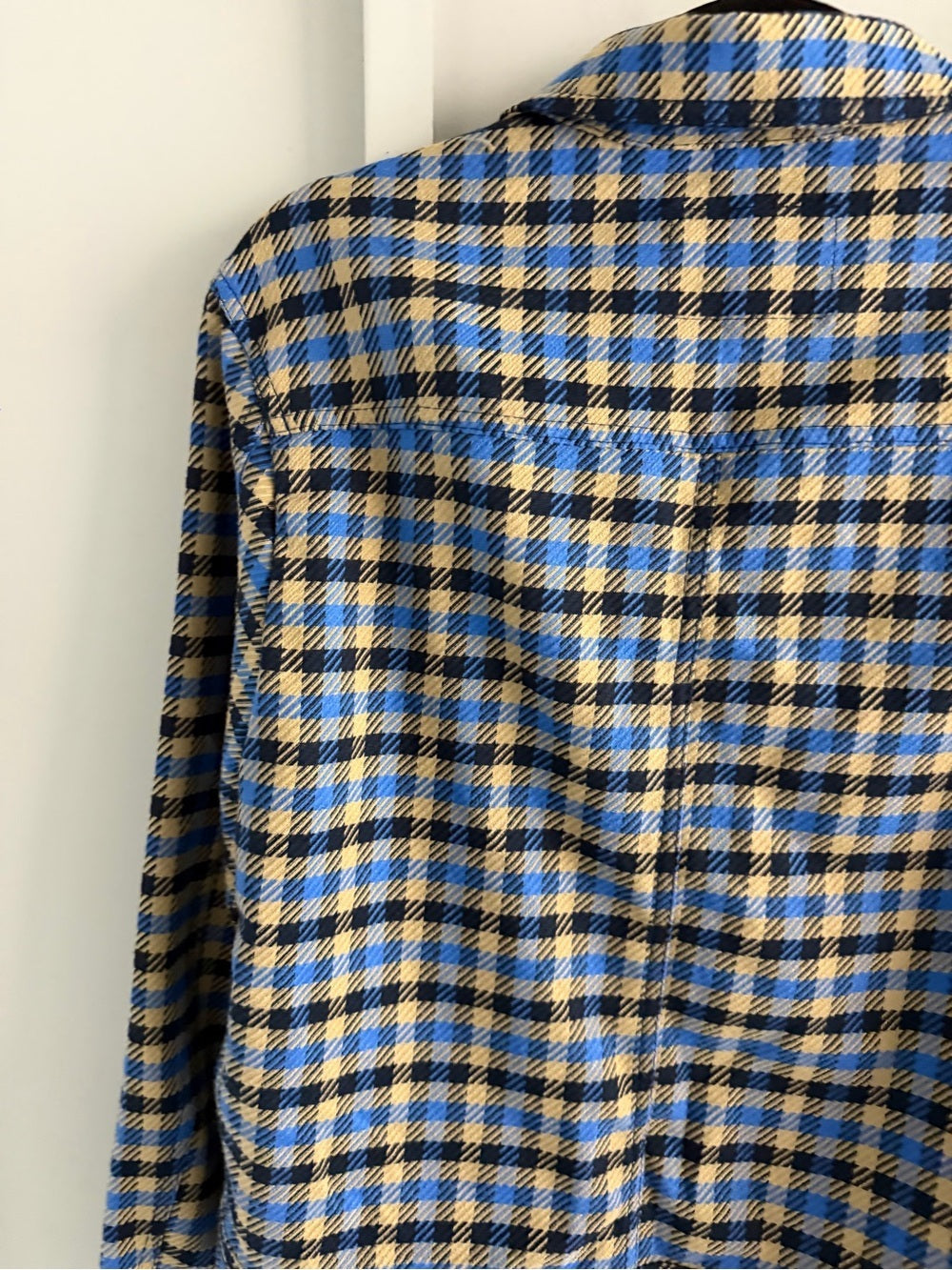 ICHI Blue & Beige Checkered Button-Up Jacket - Size 36 Like New Size S
