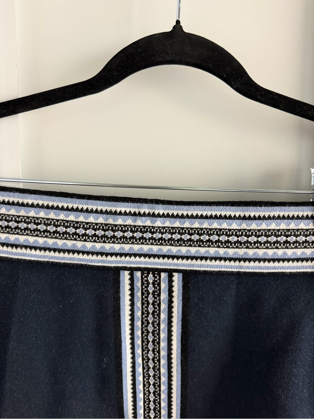 Club Monaco Navy Blue Geometric Border Knit Mini Skirt S