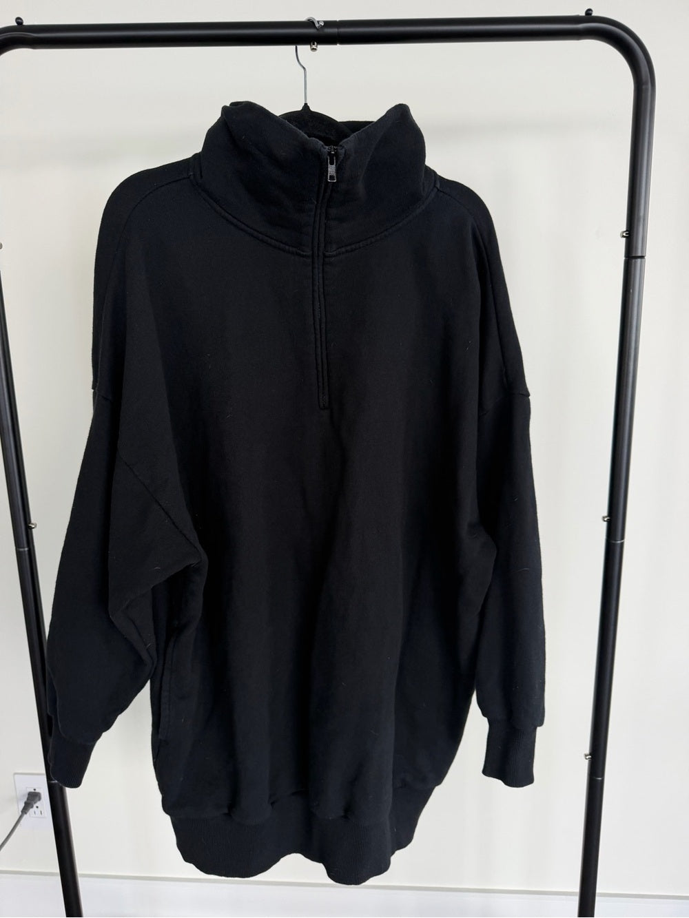 TKEES Black Oversized Half Zip Sweater Dress Size 0/1 S/M