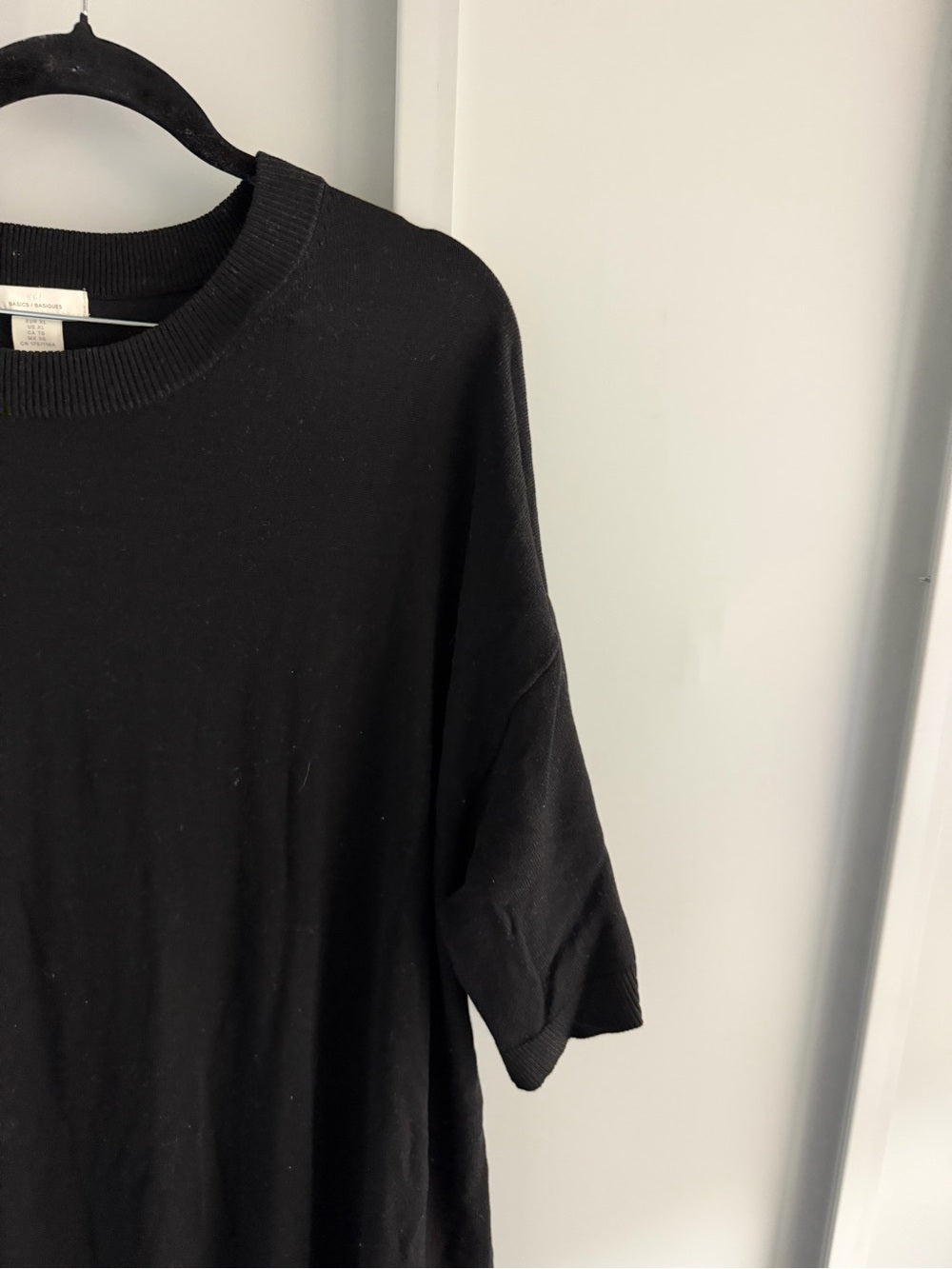 H&M Black Knit Short Sleeve Midi Dress Size XL