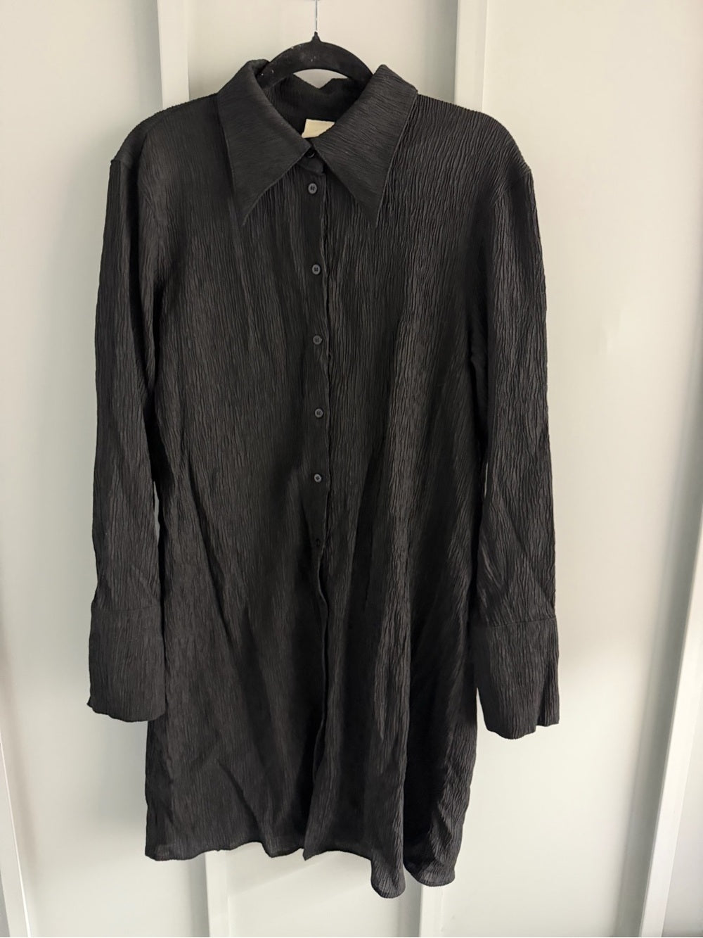 H&M Black Crinkled Midi Dress / Beach Cover-Up Size S