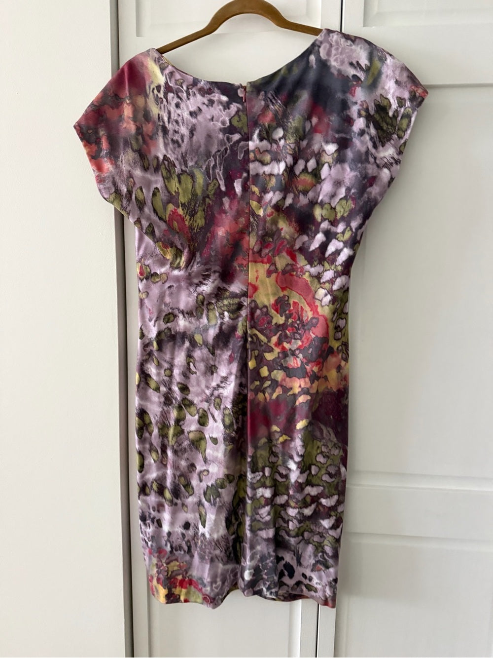 Escada Abstract Floral Print Ruched Waist Midi Dress - Size 42 Like New S 12