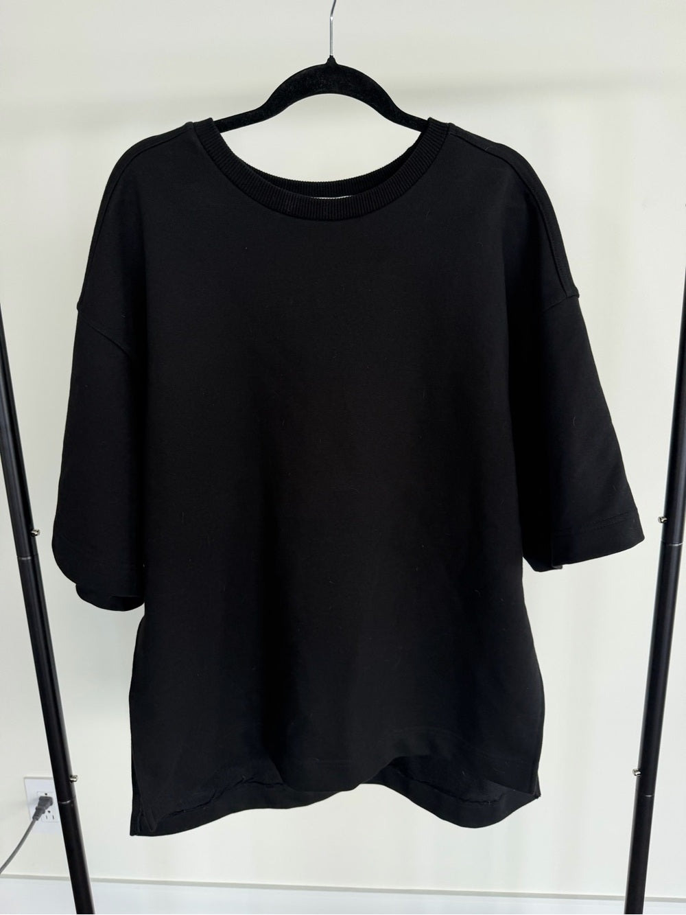 The Frankie Shop Black Oversized Drop Shoulder Tunic T-Shirt XS/S