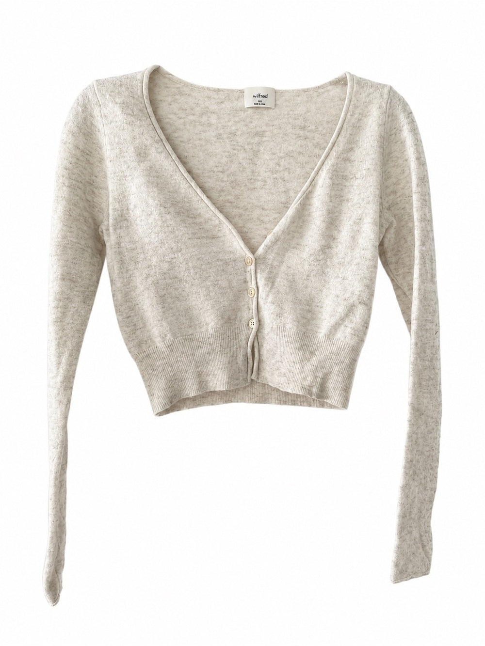 Wilfred Cropped Wool Cashmere Blend Cardigan - Cream Speckled - Size XS