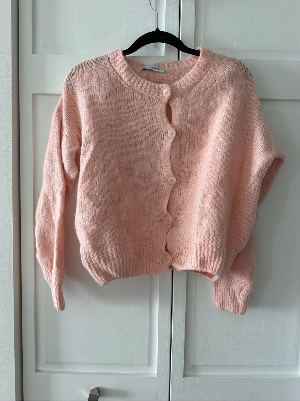 Vintage Made in Italy Light Pink Mohair Blend Button-Down Cardigan size S