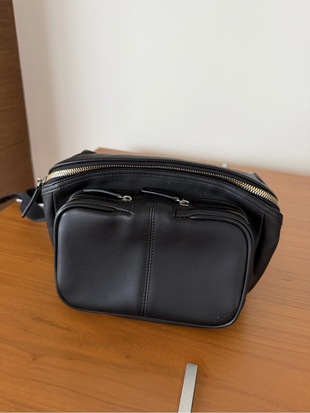 WANT Les Essentiels Testa Black Leather Waist Pack Crossbody Sling Bag