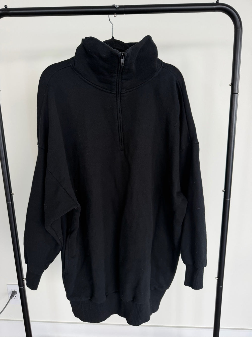 TKEES Black Oversized Half Zip Sweater Dress Size 0/1 S/M