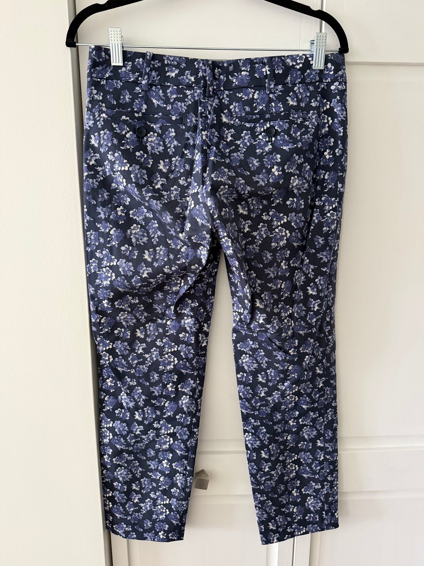 Club Monaco Vintage Floral Straight-Leg Trousers - Navy & Periwinkle