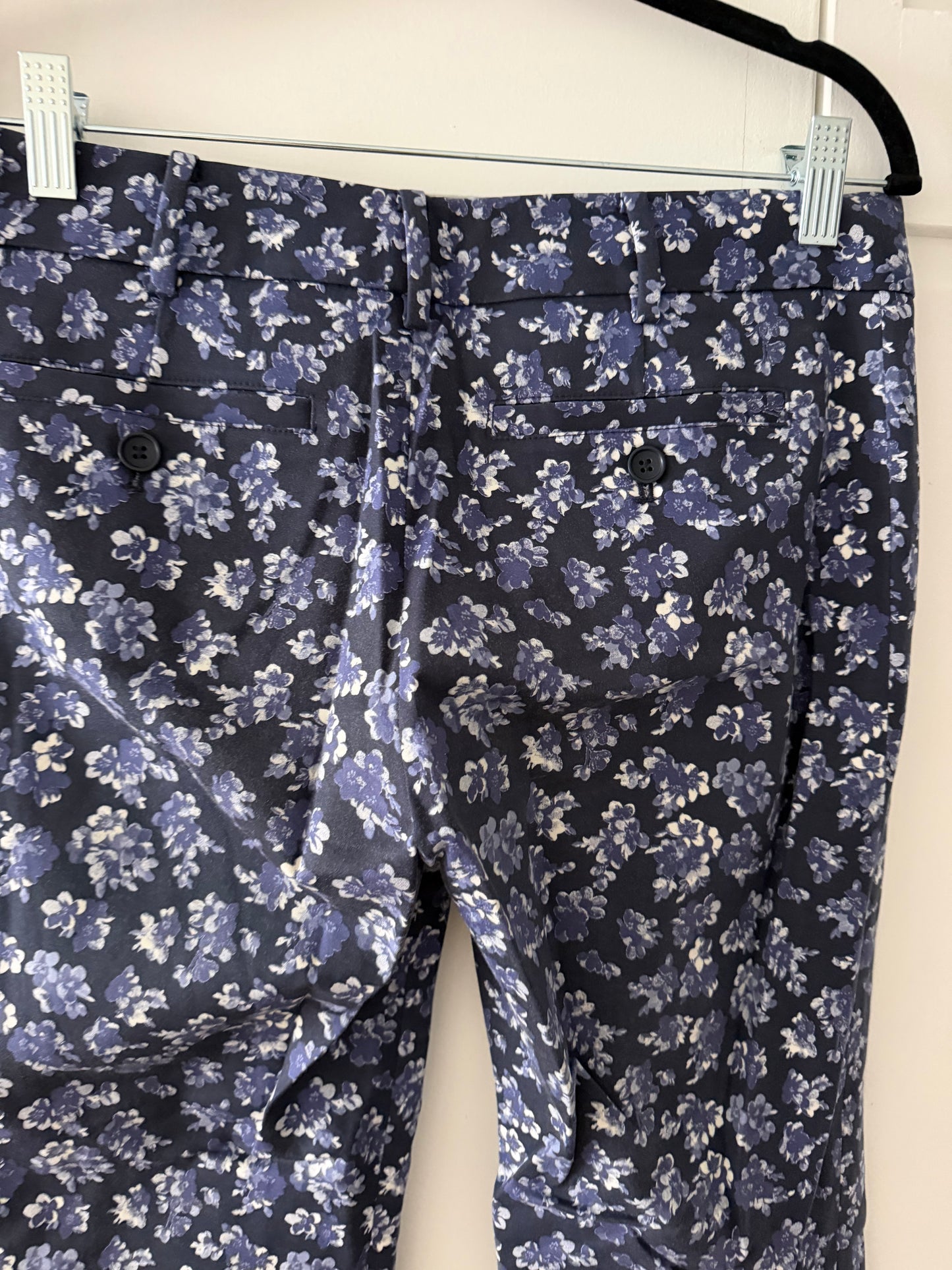 Club Monaco Vintage Floral Straight-Leg Trousers - Navy & Periwinkle