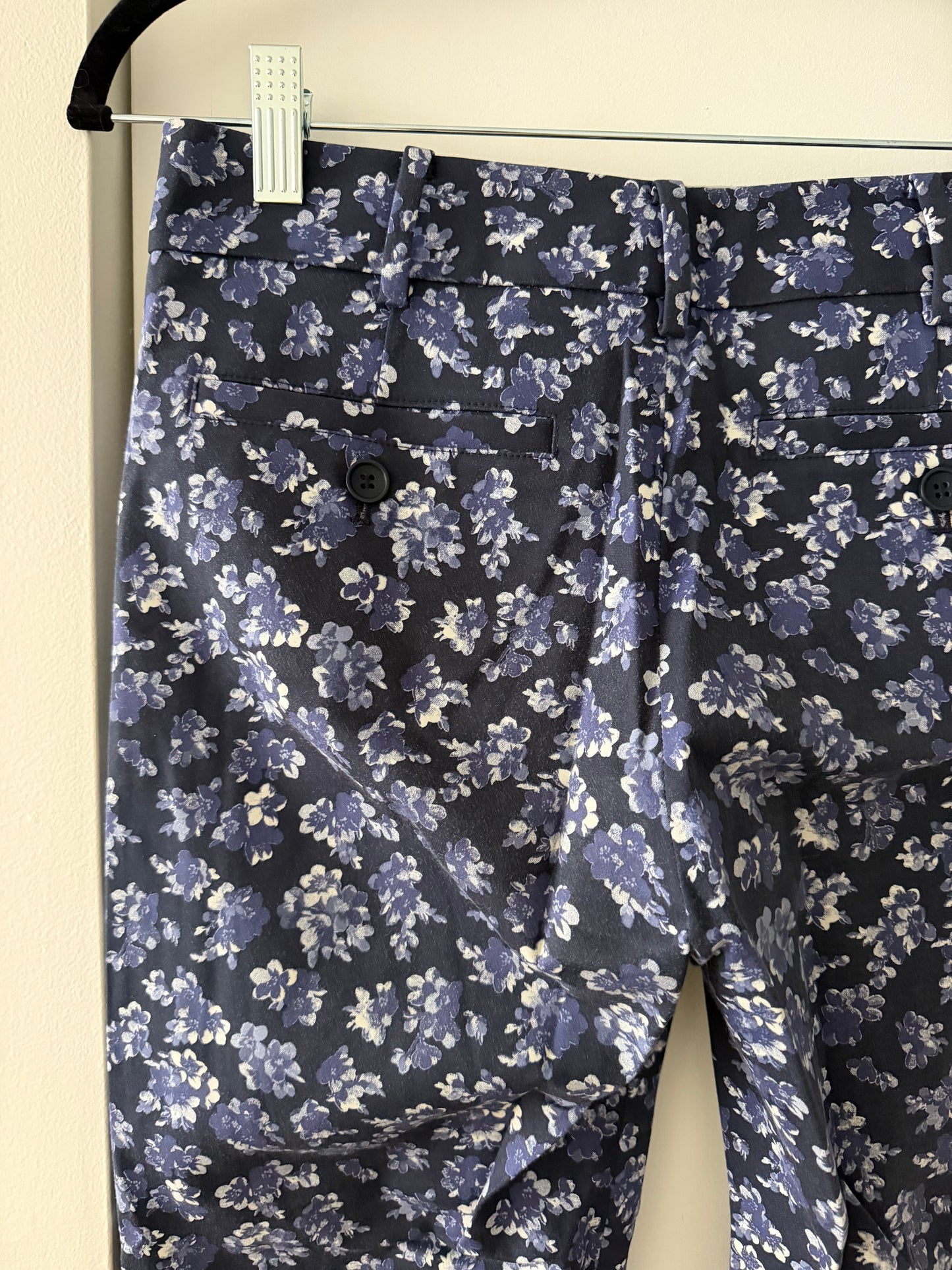Club Monaco Vintage Floral Straight-Leg Trousers - Navy & Periwinkle