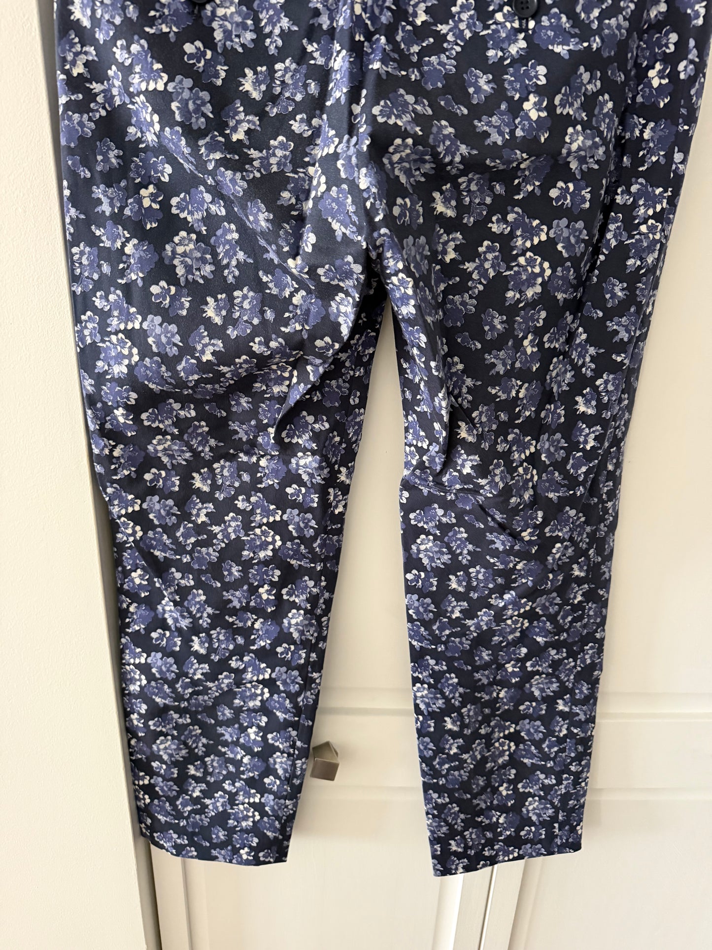 Club Monaco Vintage Floral Straight-Leg Trousers - Navy & Periwinkle