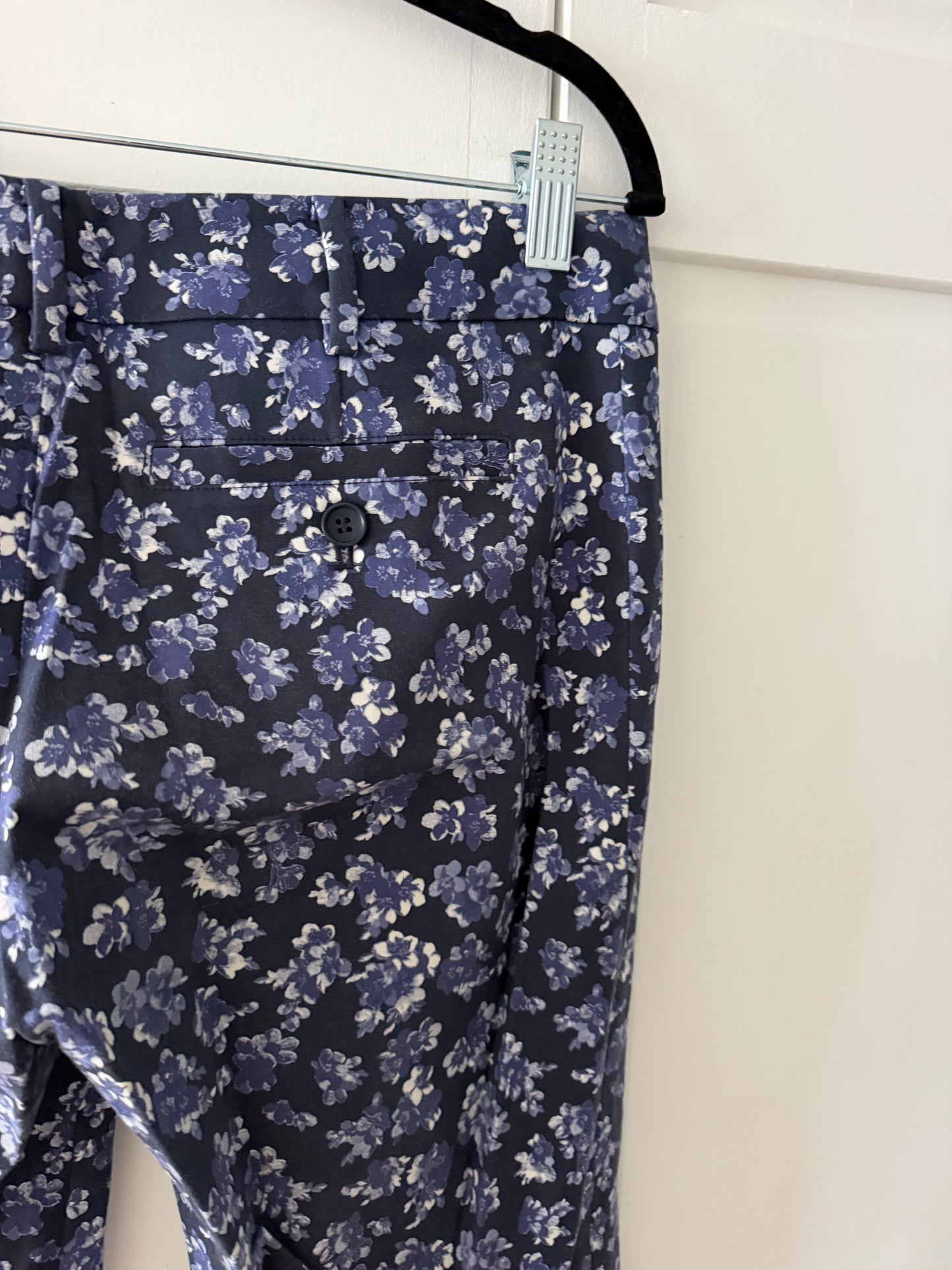 Club Monaco Vintage Floral Straight-Leg Trousers - Navy & Periwinkle