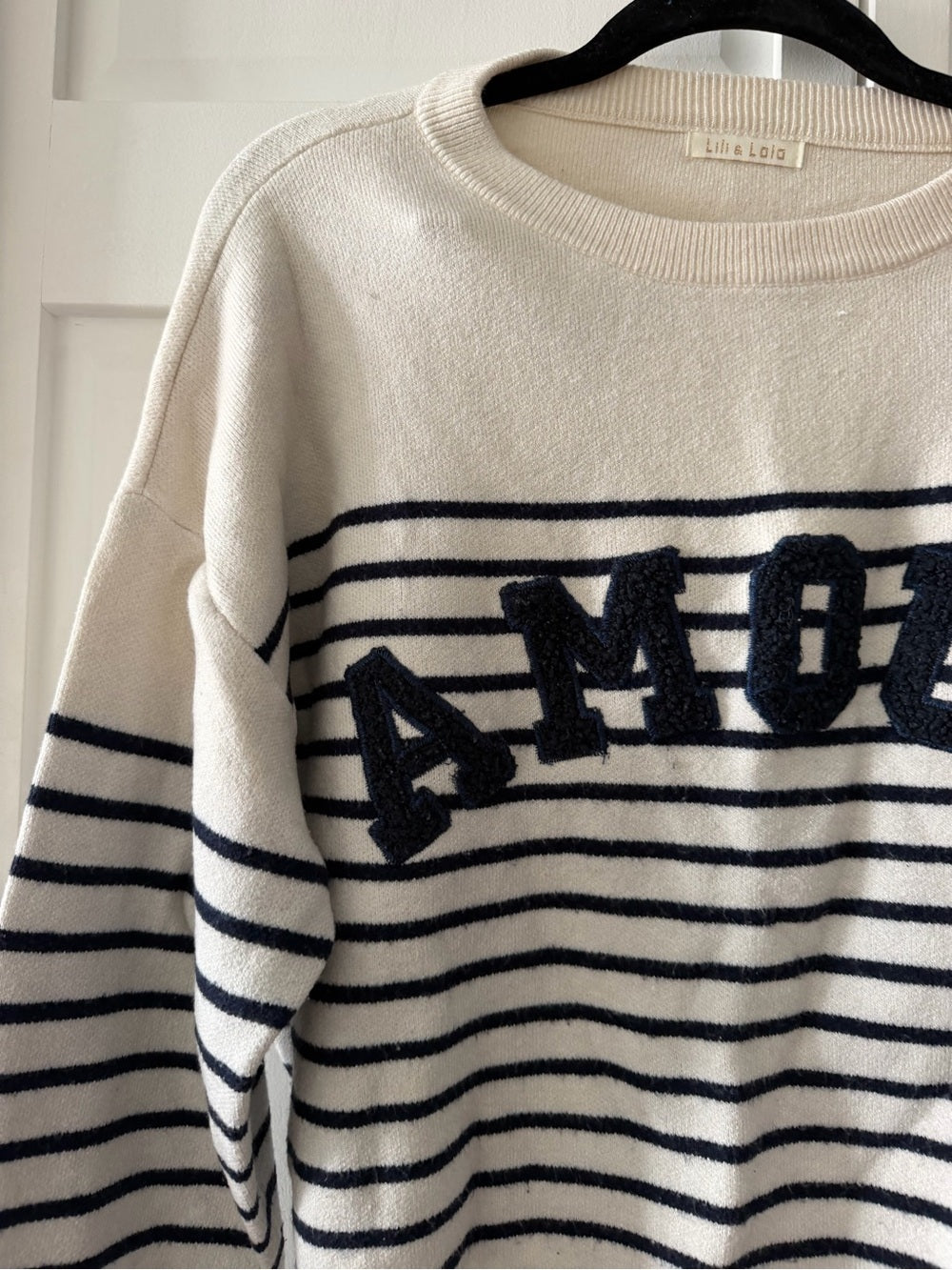 Lili & Lala French Store Striped "Amour" Cropped Sweater