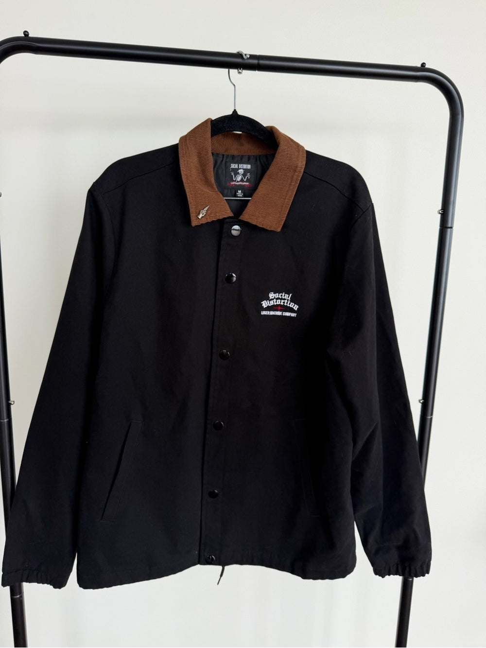 Social Distortion x Loser Machine Black Skeleton Corduroy Collar Jacket Size M