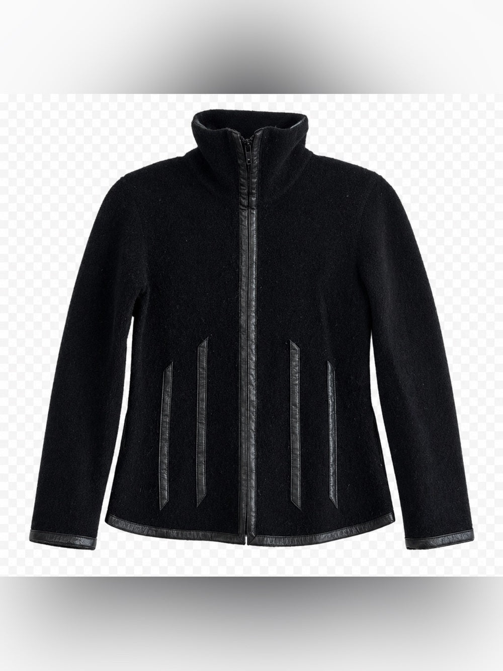 Armani Jeans Wool Cashmere Mix Black Leather sweater Knit size S 90s vintage