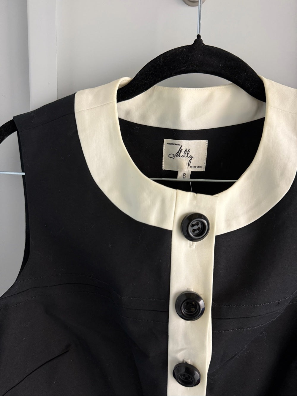 Milly New York NWT Black Cream Mod Mini Shift Dress 6 New