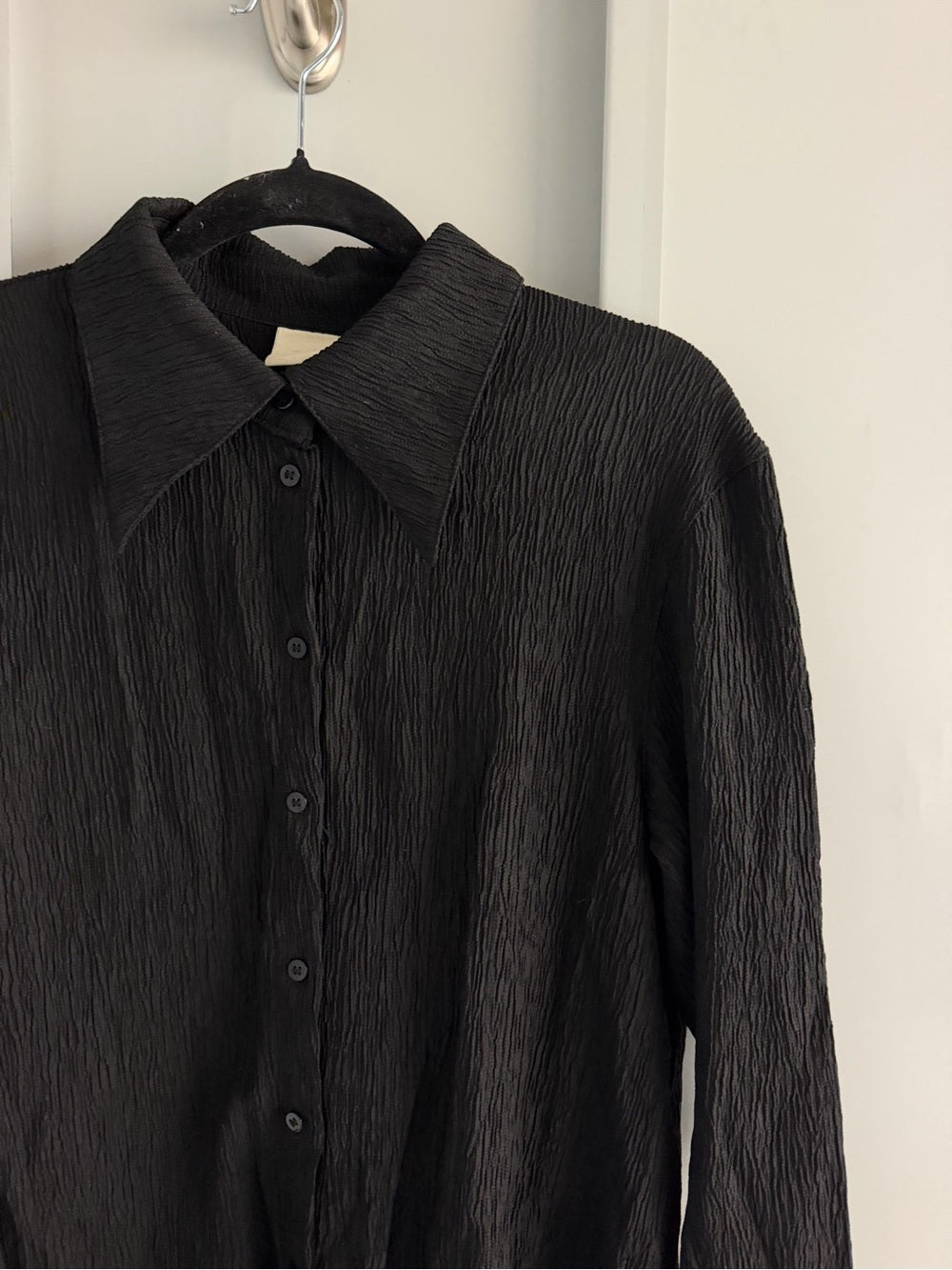 H&M Black Crinkled Midi Dress / Beach Cover-Up Size S