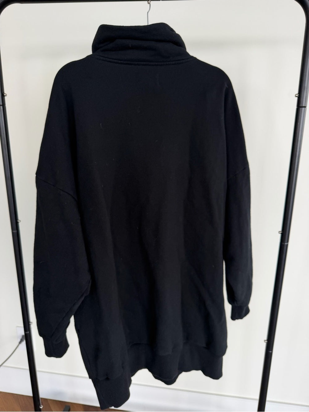 TKEES Black Oversized Half Zip Sweater Dress Size 0/1 S/M