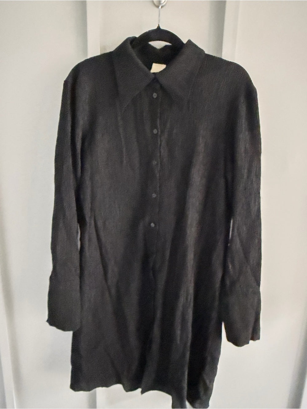 H&M Black Crinkled Midi Dress / Beach Cover-Up Size S