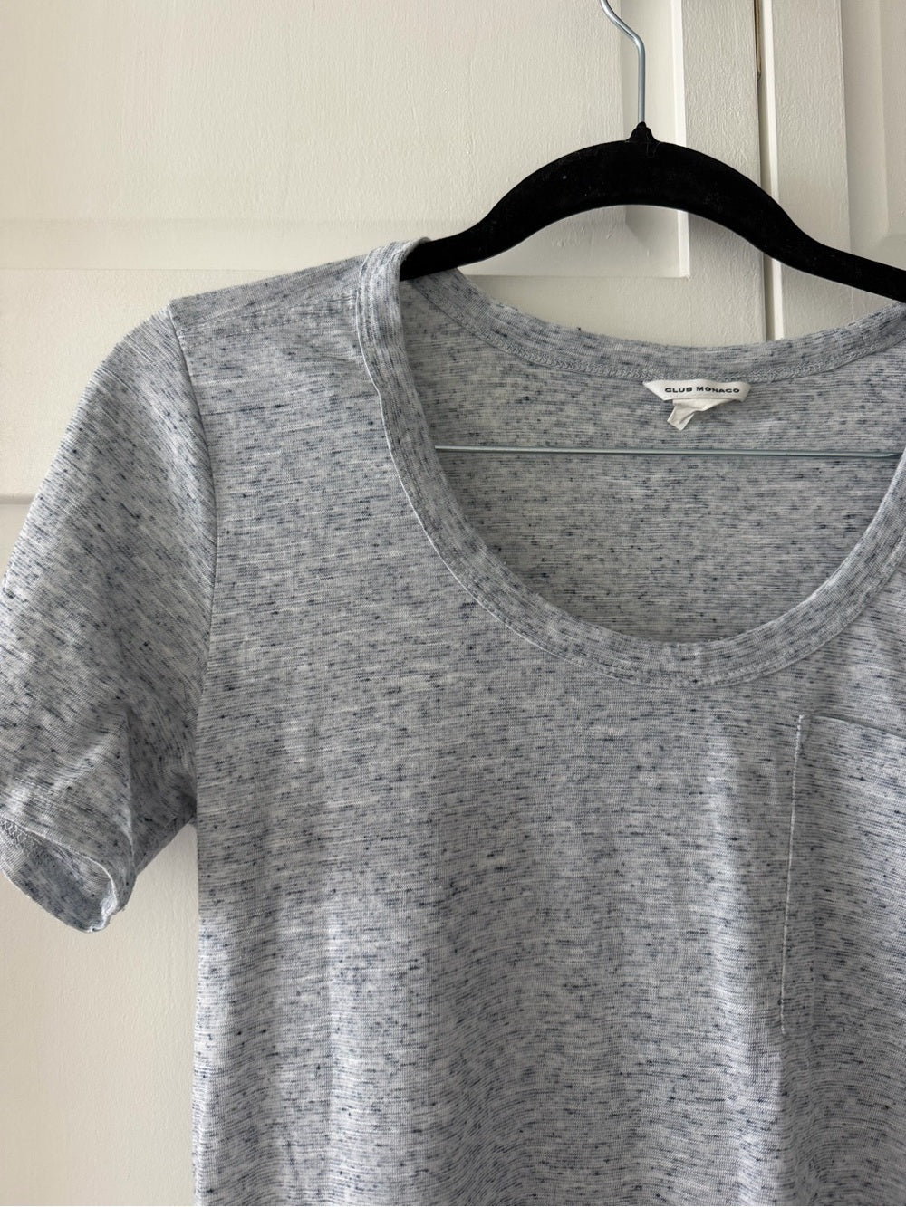 Club Monaco Grey Marled Wool-Blend Pocket T-Shirt Size XS