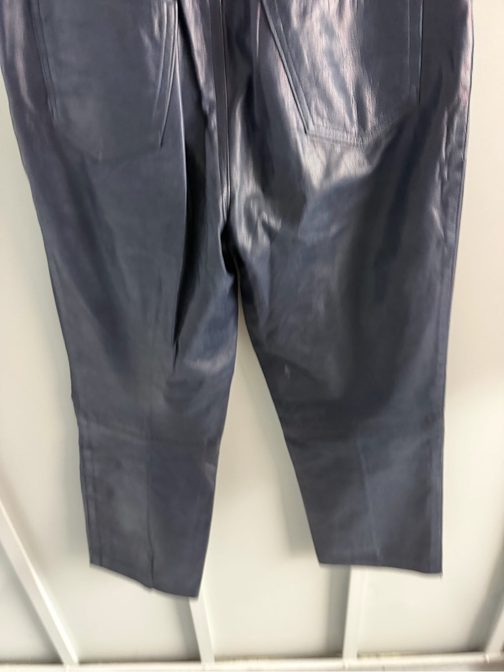 Vintage French Navy Blue Leather Boyfriend Fit Pants - Lined - Size 30