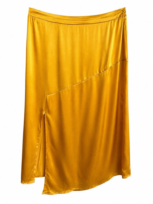 Bershka Mustard Yellow Satin Midi Skirt Size M