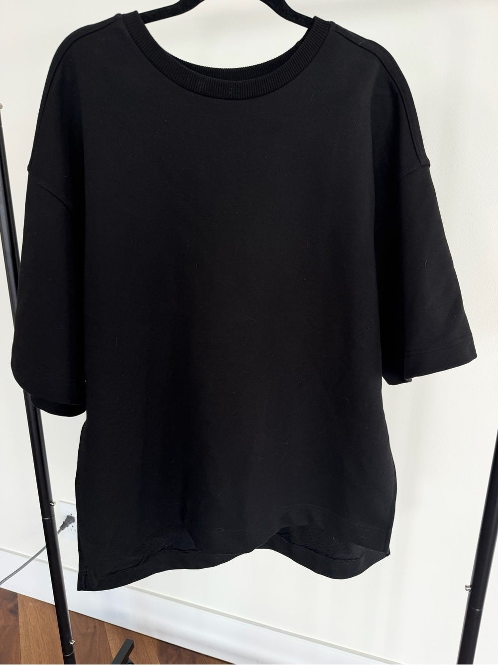 The Frankie Shop Black Oversized Drop Shoulder Tunic T-Shirt XS/S