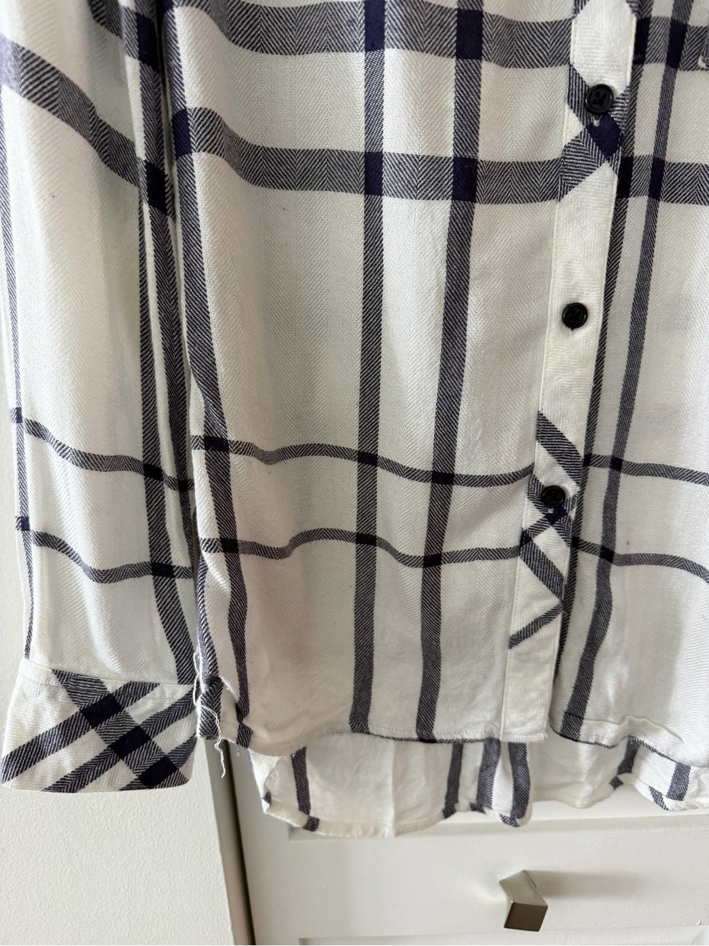 Rails Hunter White Navy Plaid Rayon Flannel Shirt S
