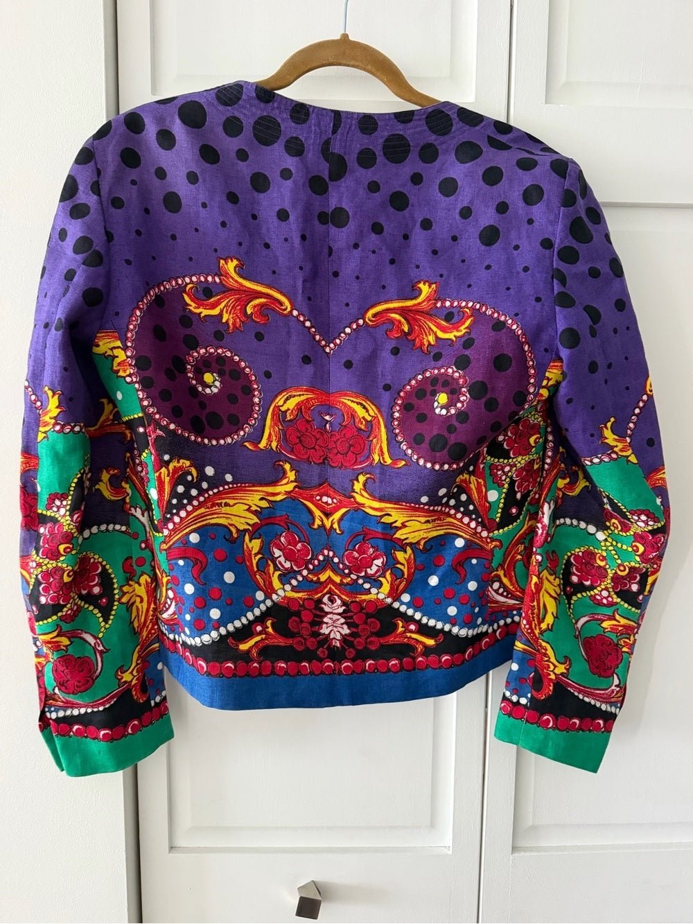 Authentic Vintage 80s Versace 100% Linen Graphic Print Jacket - Studio Edition