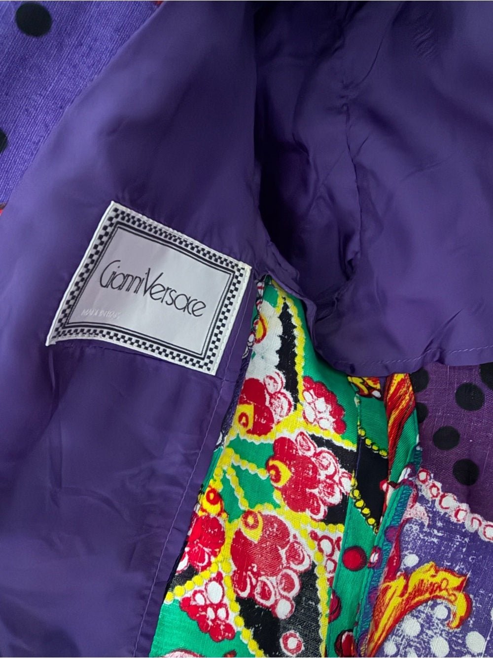 Authentic Vintage 80s Versace 100% Linen Graphic Print Jacket - Studio Edition