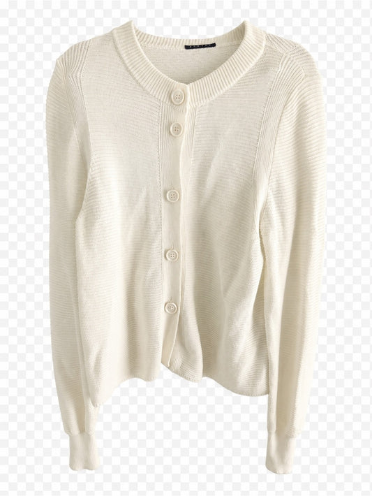 Sisley White 100% Cotton Ribbed Oversized Button Cardigan M
