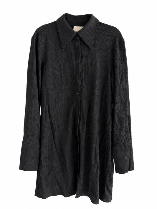 H&M Black Crinkled Midi Dress / Beach Cover-Up Size S