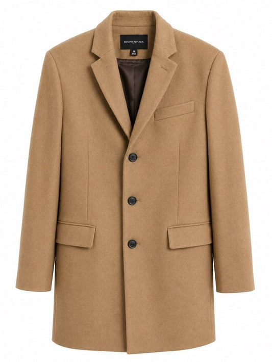 Banana Republic Camel Wool Blend Topcoat Overcoat - Size M - Studio Edition