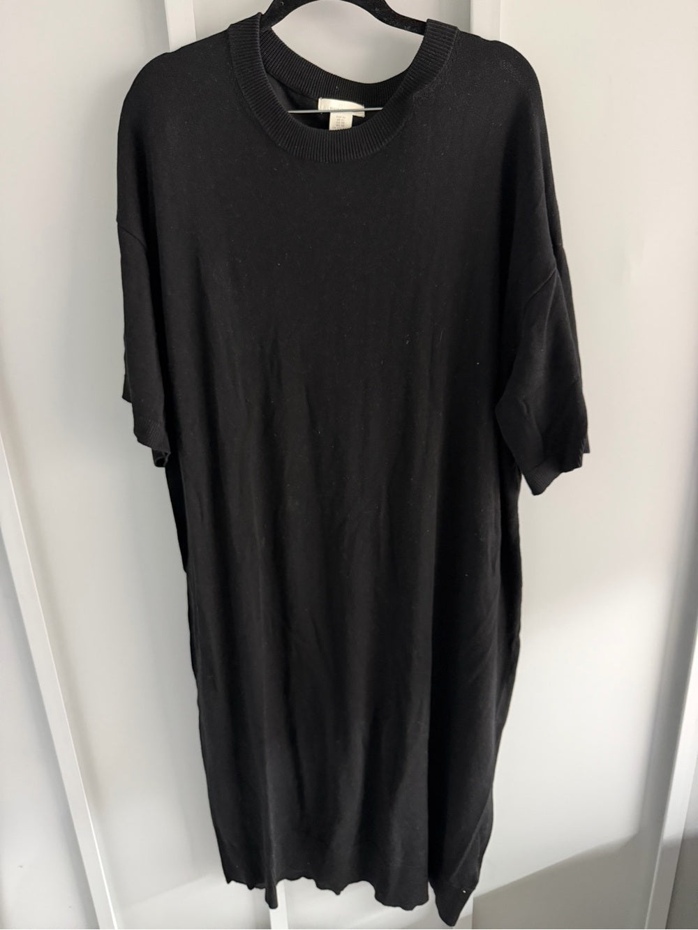 H&M Black Knit Short Sleeve Midi Dress Size XL