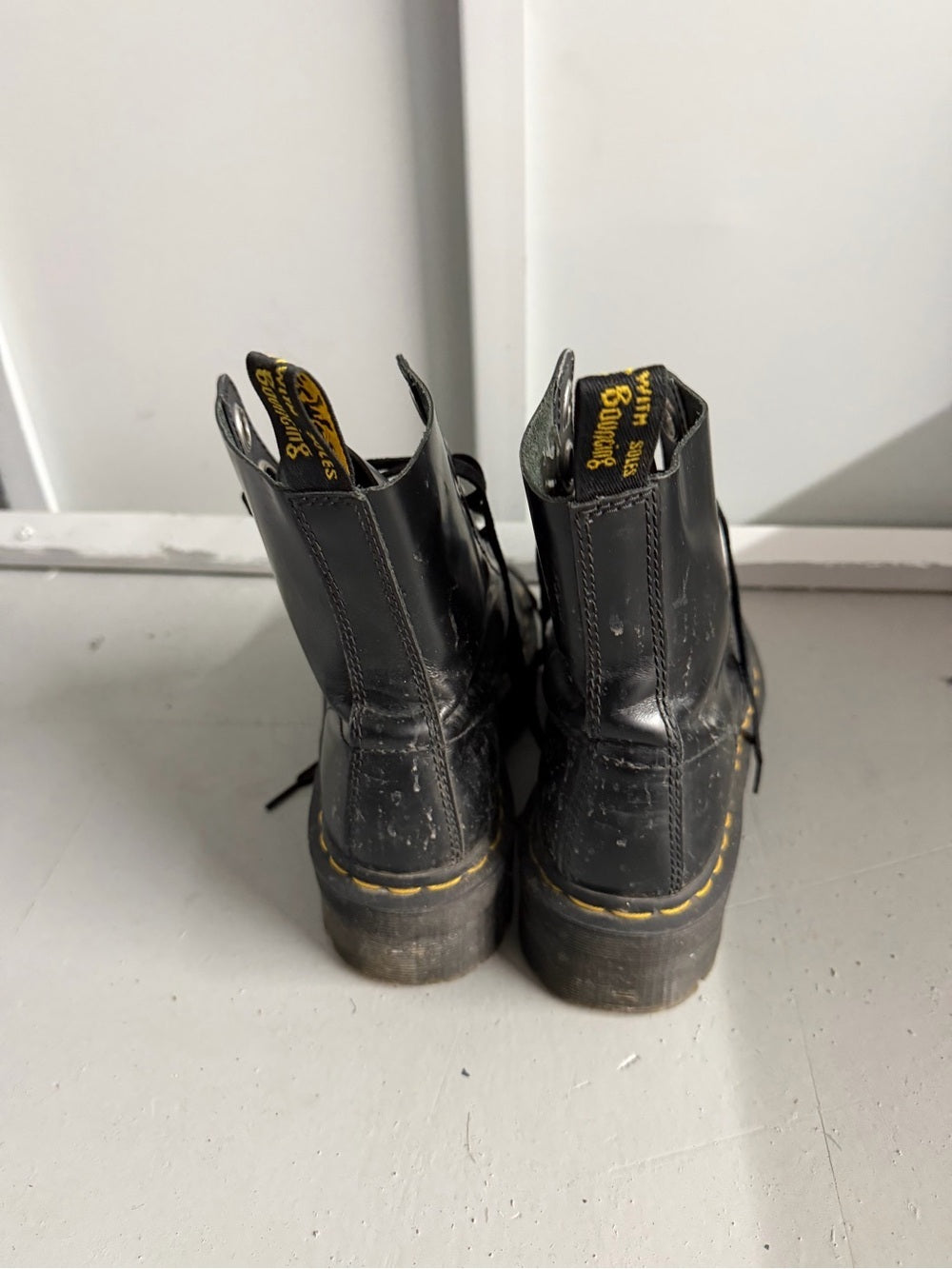 Dr. Martens Molly Platform Boots Black Patent Leather US 6