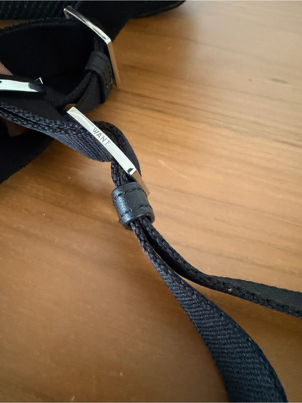 WANT Les Essentiels Testa Black Leather Waist Pack Crossbody Sling Bag