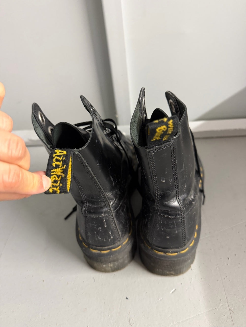 Dr. Martens Molly Platform Boots Black Patent Leather US 6