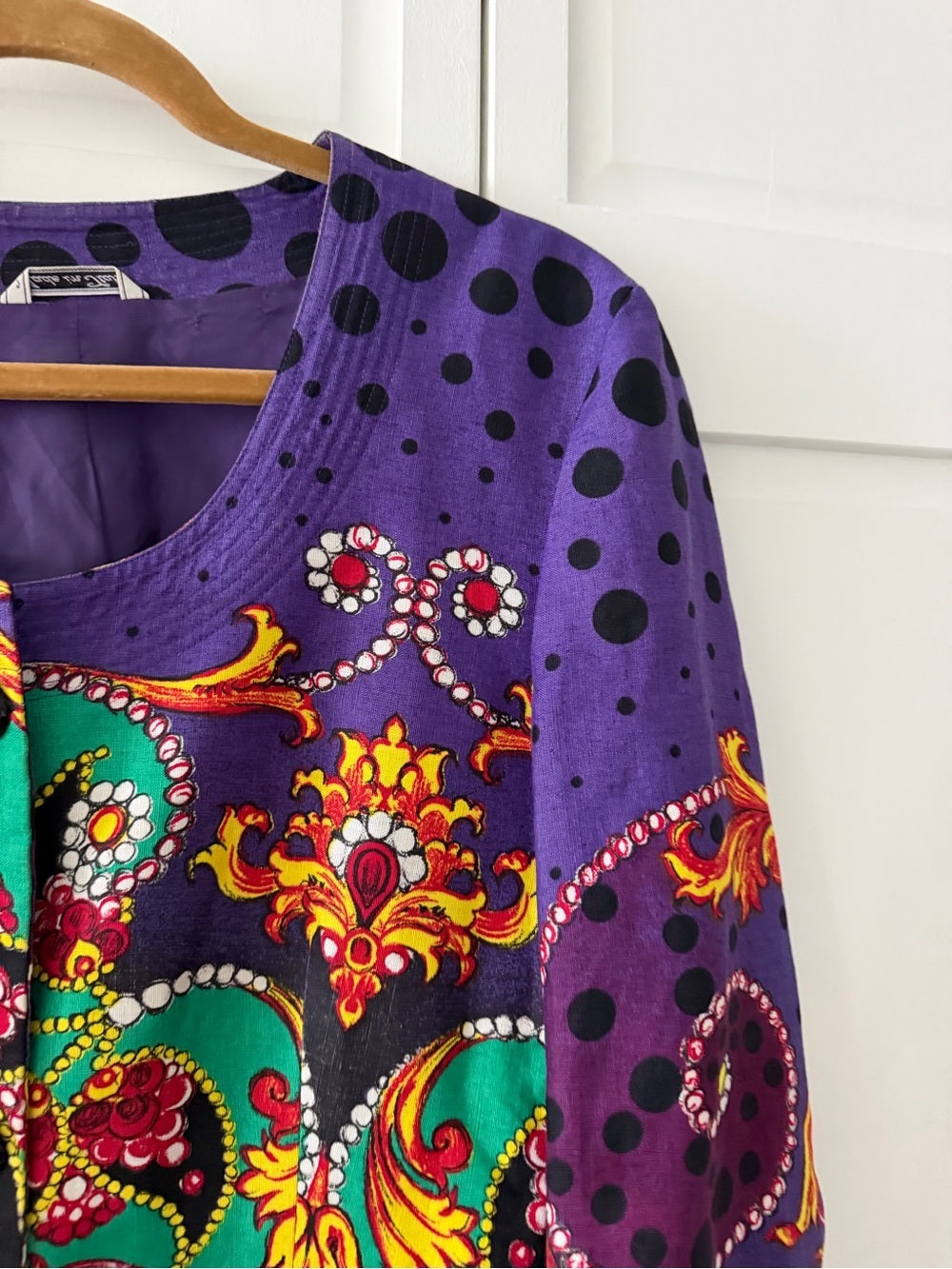 Authentic Vintage 80s Versace 100% Linen Graphic Print Jacket